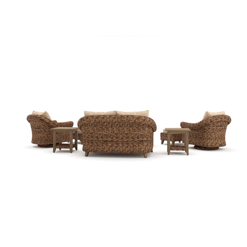 Cayman Heritage Brown 8 Piece Rattan Seating Group with Sunbrella Cushions