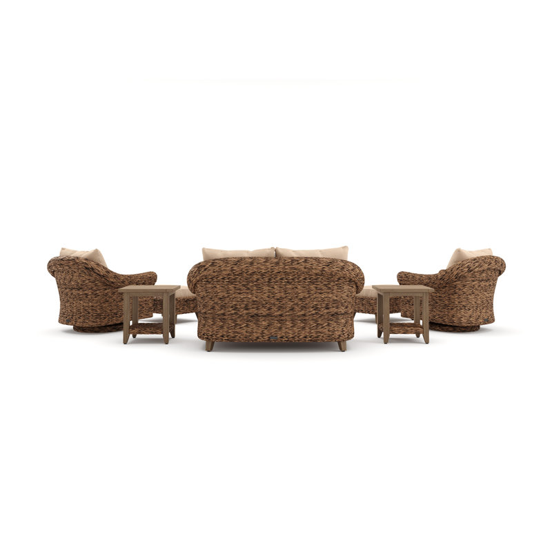 Cayman Heritage Brown 8 Piece Rattan Seating Group with Sunbrella Cushions