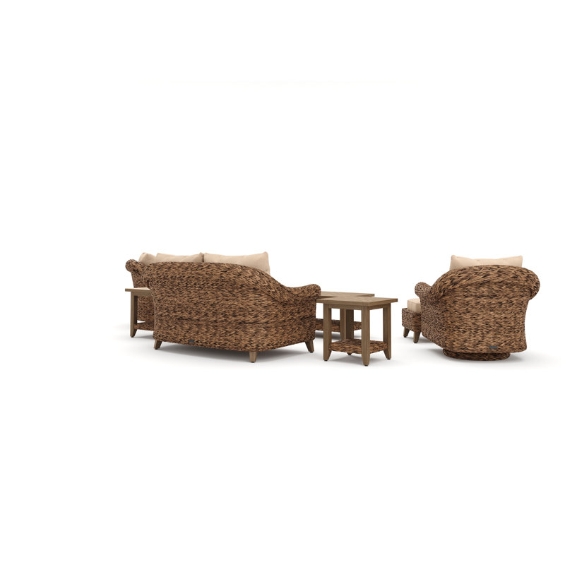 Cayman Heritage Brown 8 Piece Rattan Seating Group with Sunbrella Cushions