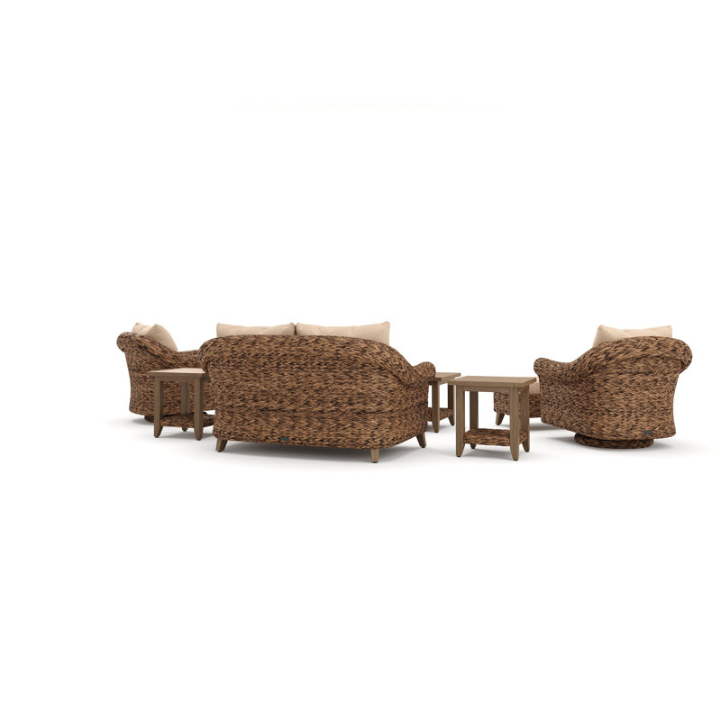 Cayman Heritage Brown 8 Piece Rattan Seating Group with Sunbrella Cushions
