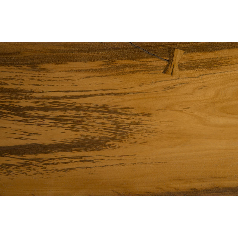 60'' Chamcha Wood & Matte Black Metal Console Table with Storage
