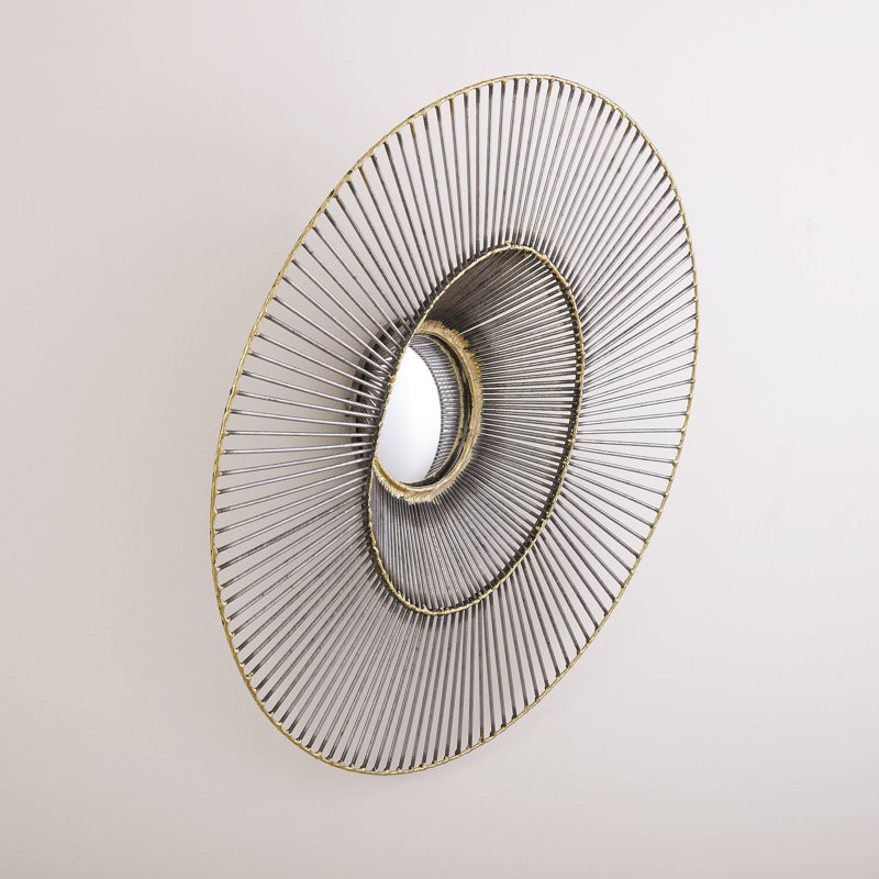 Bronze and Gold 24" Round Iron Wire Wall Mirror