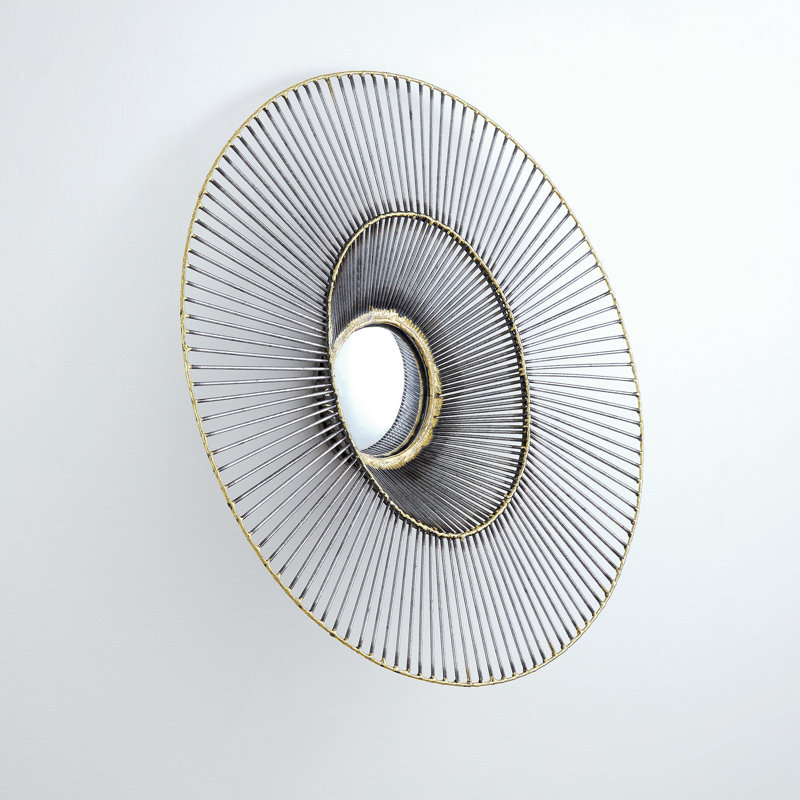 Bronze and Gold 24" Round Iron Wire Wall Mirror