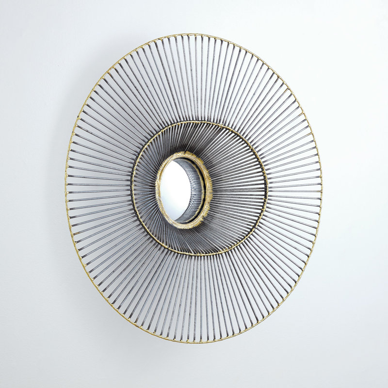 Bronze and Gold 24" Round Iron Wire Wall Mirror