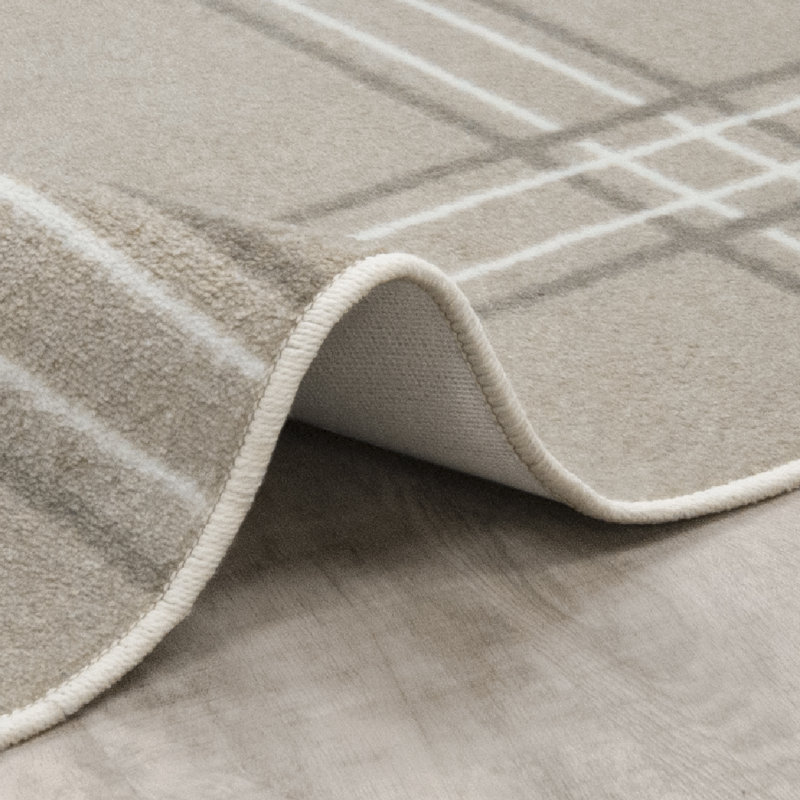 Elegant Beige Geometric 7'8" x 10'9" Easy-Care Synthetic Area Rug