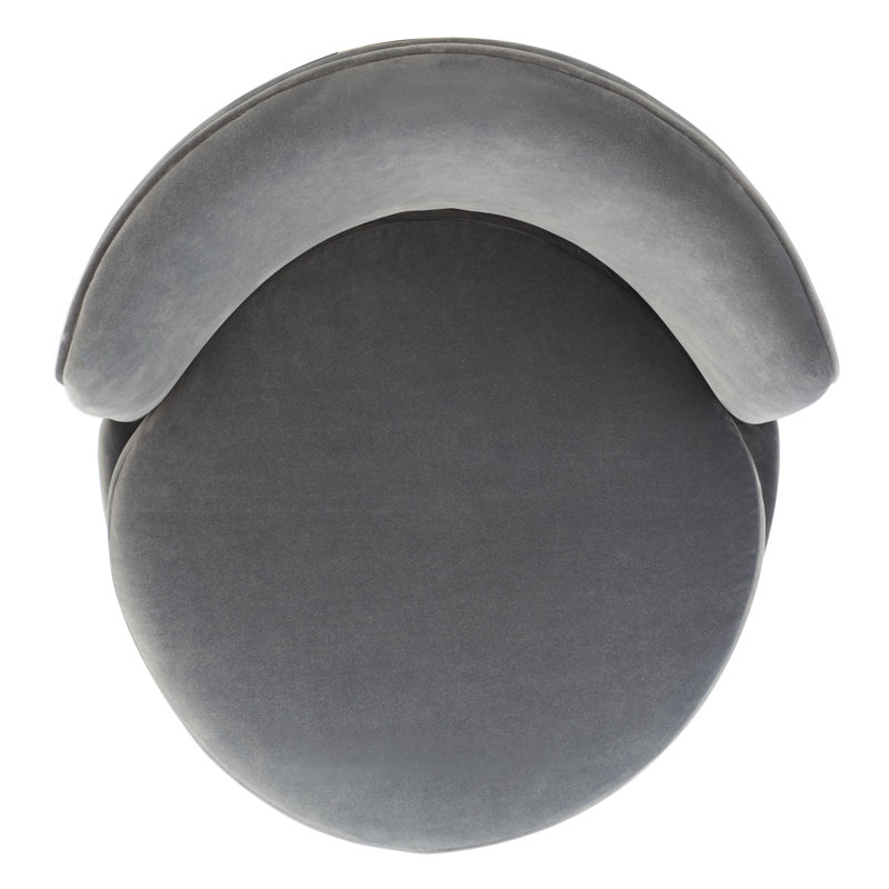 Charcoal Velvet Swivel Slipper Chair with Brass Accents