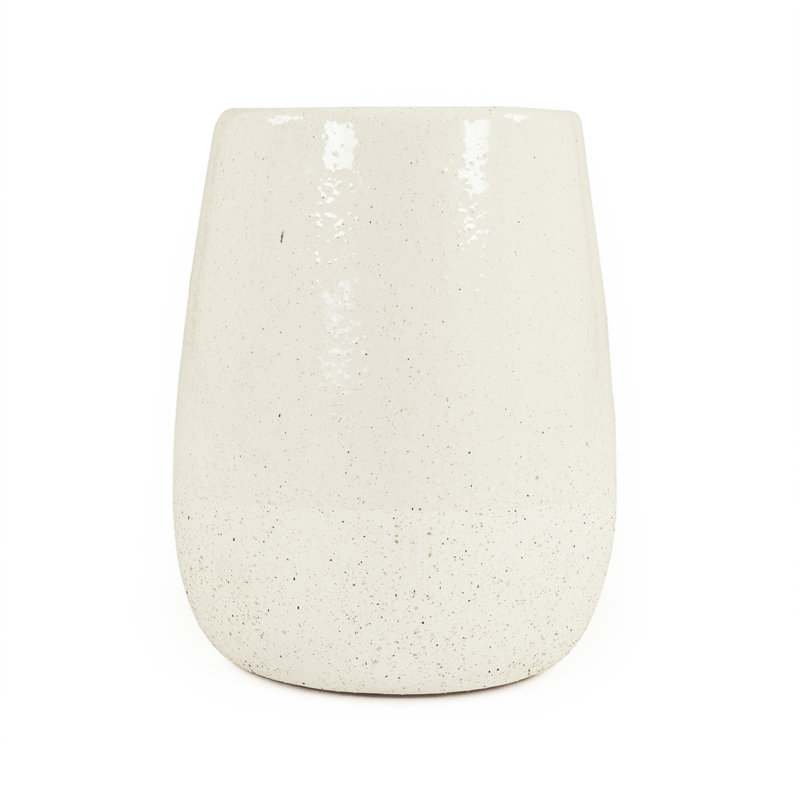Handmade Off-White Ceramic Table Vase with Distressed Finish