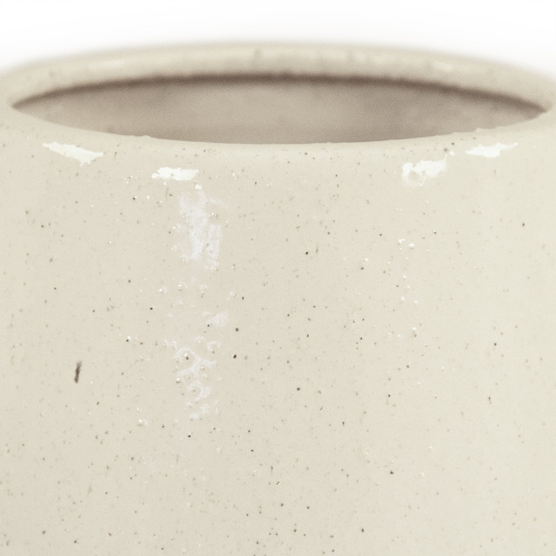 Handmade Off-White Ceramic Table Vase with Distressed Finish
