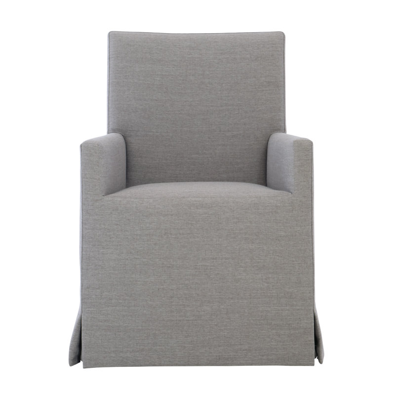 Elegant Gray Handcrafted Parsons Armchair in French Country Style