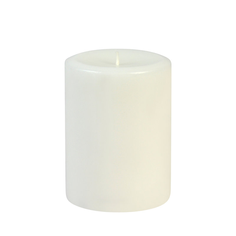 White Hand-Poured Paraffin Pillar Candle 6" x 4"