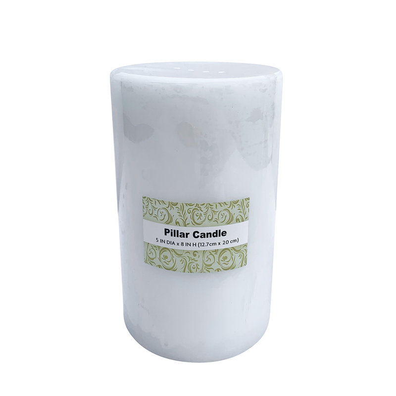 White Paraffin Wax 8" Pillar Candle