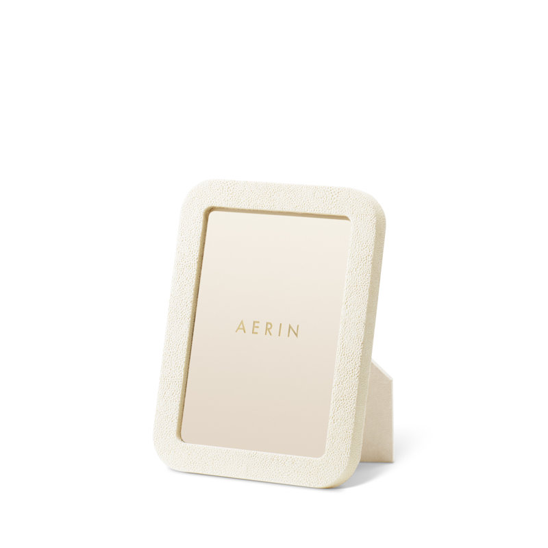 Cream Shagreen Leather 5x7 Picture Frame