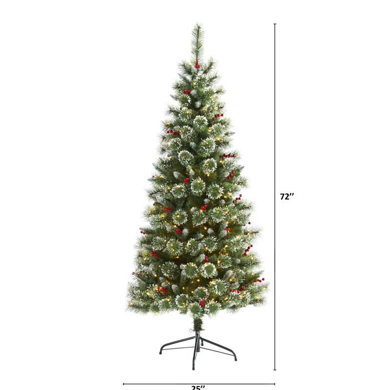 6ft Frosted Pine Artificial Christmas Tree with Warm White LED Lights