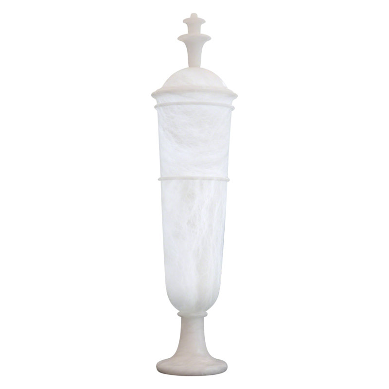 Cycladic Alabaster White LED Touch Table Lamp with Glass Shade