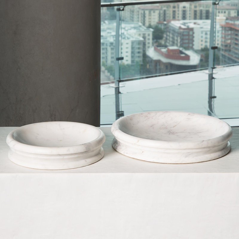 Handcrafted White Marble 18" Centerpiece Bowl