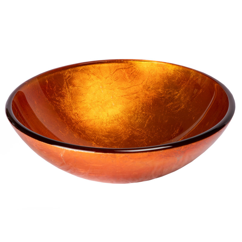 Eden 16.5'' Orange Tempered Glass Circular Vessel Sink