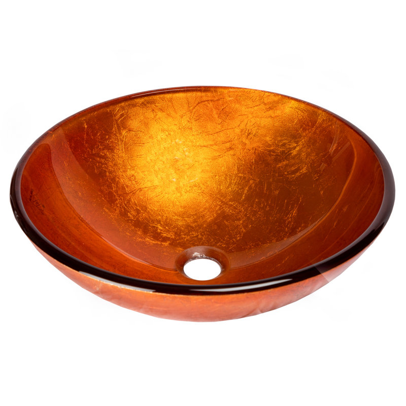 Eden 16.5'' Orange Tempered Glass Circular Vessel Sink