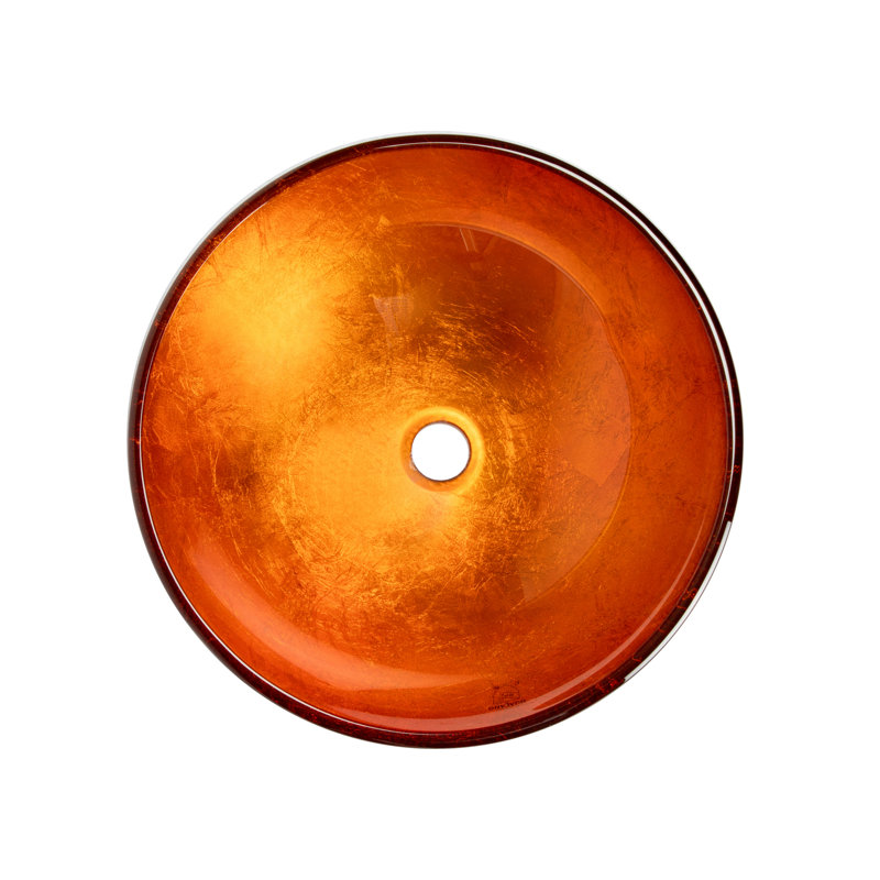 Eden 16.5'' Orange Tempered Glass Circular Vessel Sink