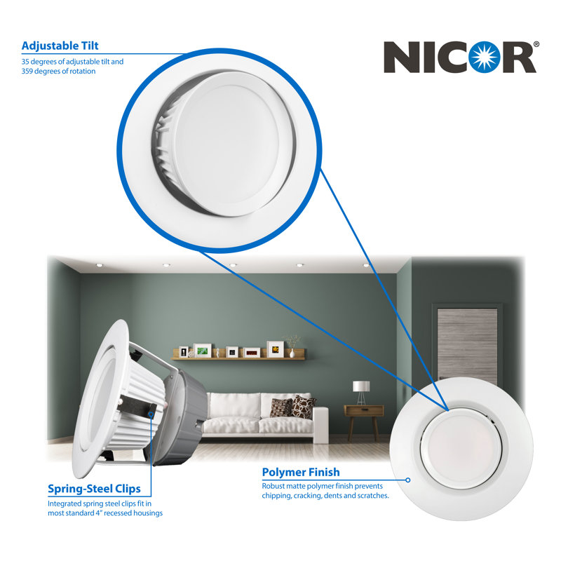 Eco-Friendly 4" White Aluminum LED Recessed Downlight, 2700K