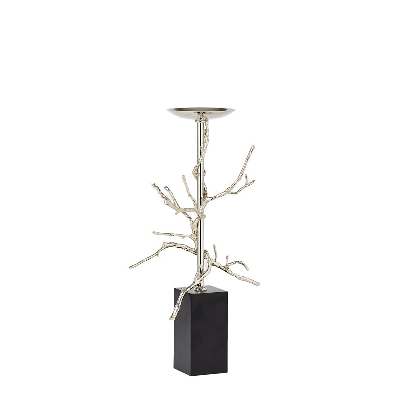 19'' Brass Twig Candlestick with Black Base