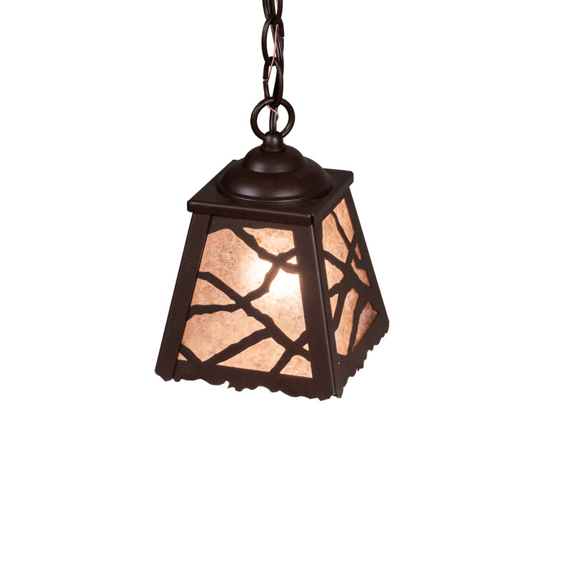 Oak Branch Geometric Mini-Pendant with Silver Mica Shade