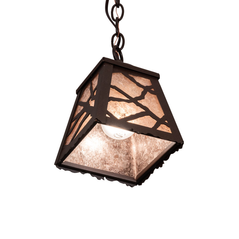 Oak Branch Geometric Mini-Pendant with Silver Mica Shade