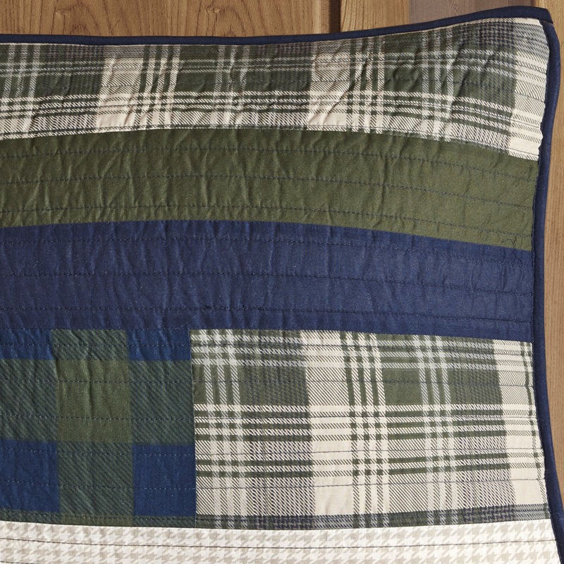 Blue Reversible Full Cotton Quilt Set