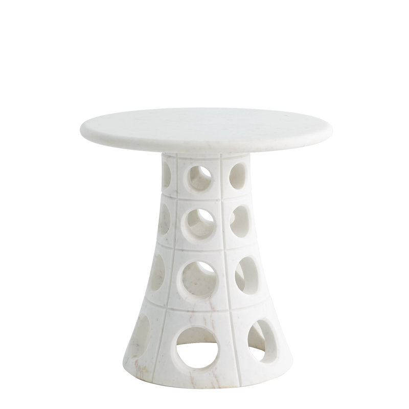 Metropolitan Elan 26" Round Marble Side Table with Tapered Base