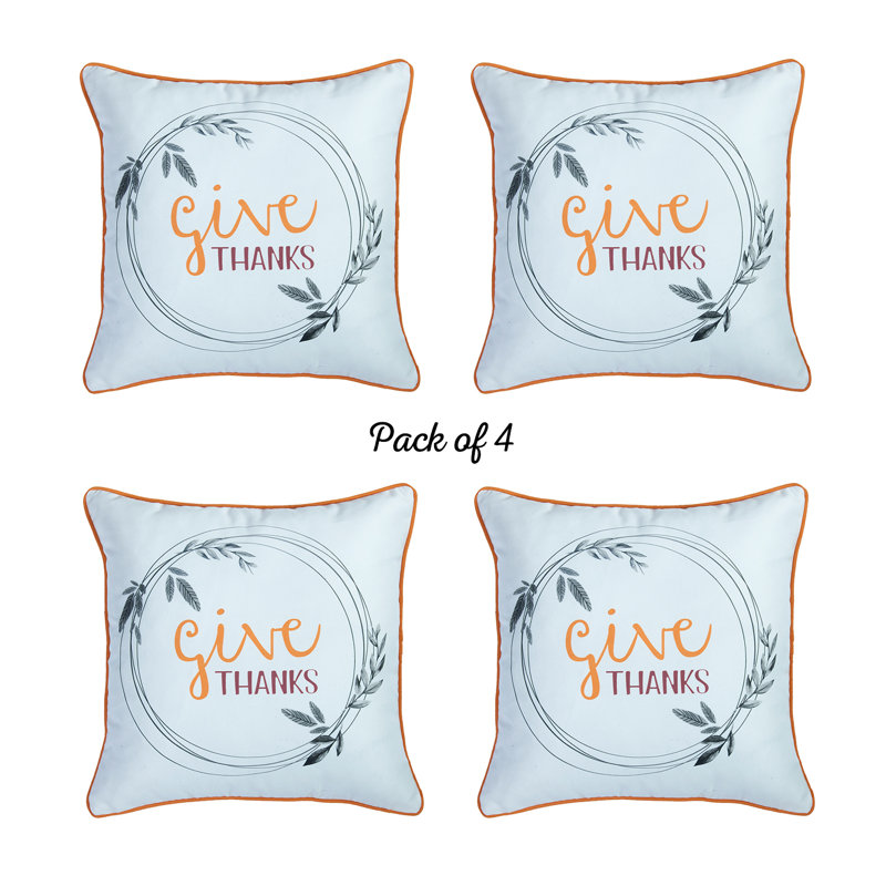 Thanksgiving Quote Polyester Square Pillow Covers Set of 4
