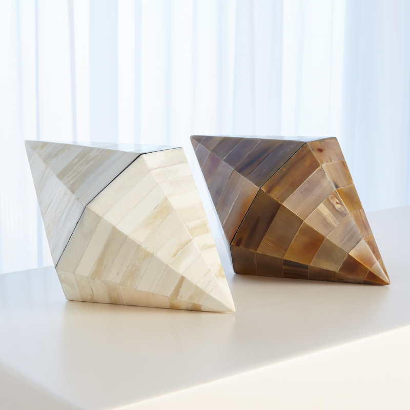 Geometric Brown Horn Wood Lidded Box