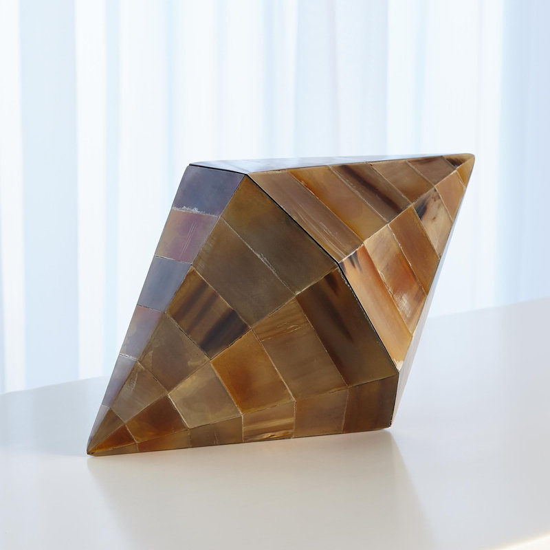 Geometric Brown Horn Wood Lidded Box