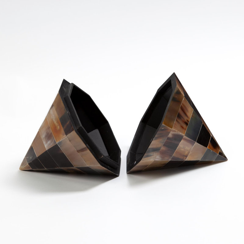 Geometric Brown Horn Wood Lidded Box