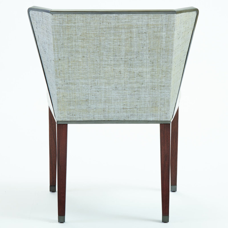 Argento Pewter Velvet Accent Chair with Dark Walnut Legs