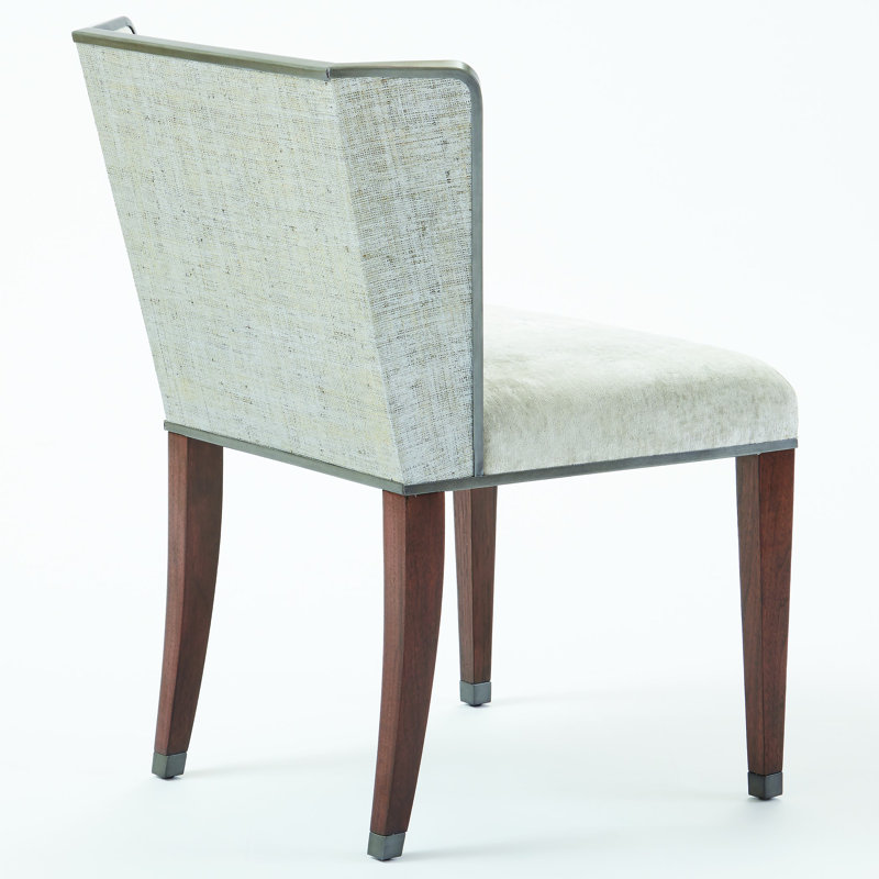 Argento Pewter Velvet Accent Chair with Dark Walnut Legs