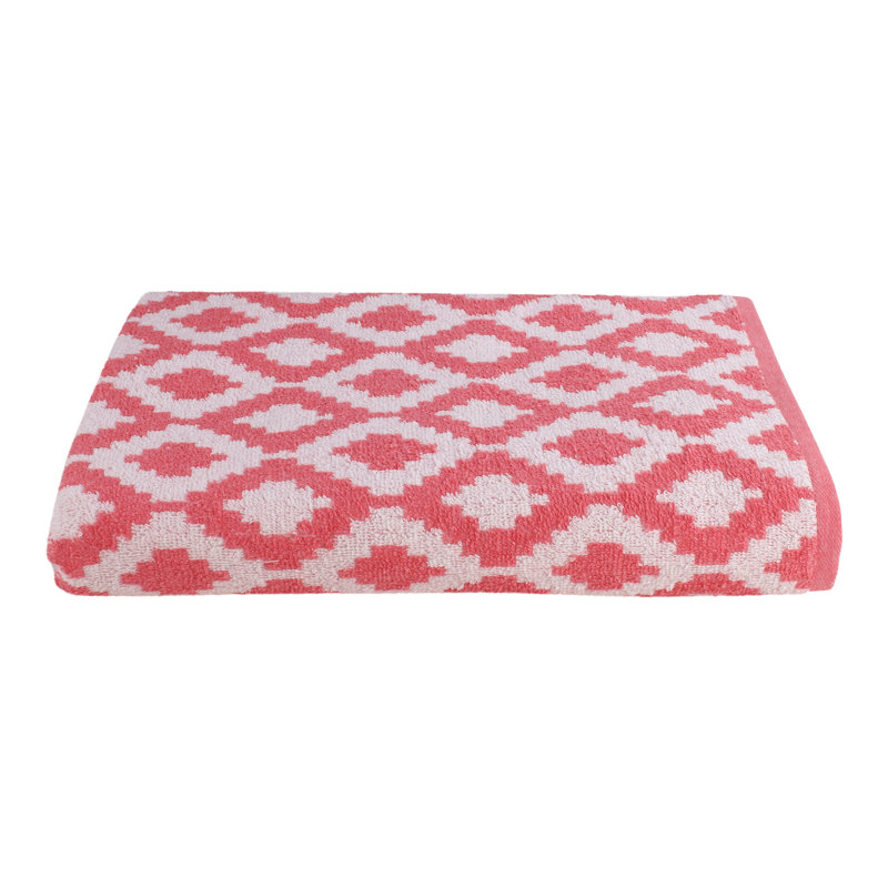 Fibertone Coral Diamond Print Antimicrobial Beach Towels, 60x30, Set of 4