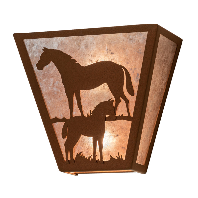 Rustic Lodge 11.5'' Brass Mare & Foal Wall Sconce
