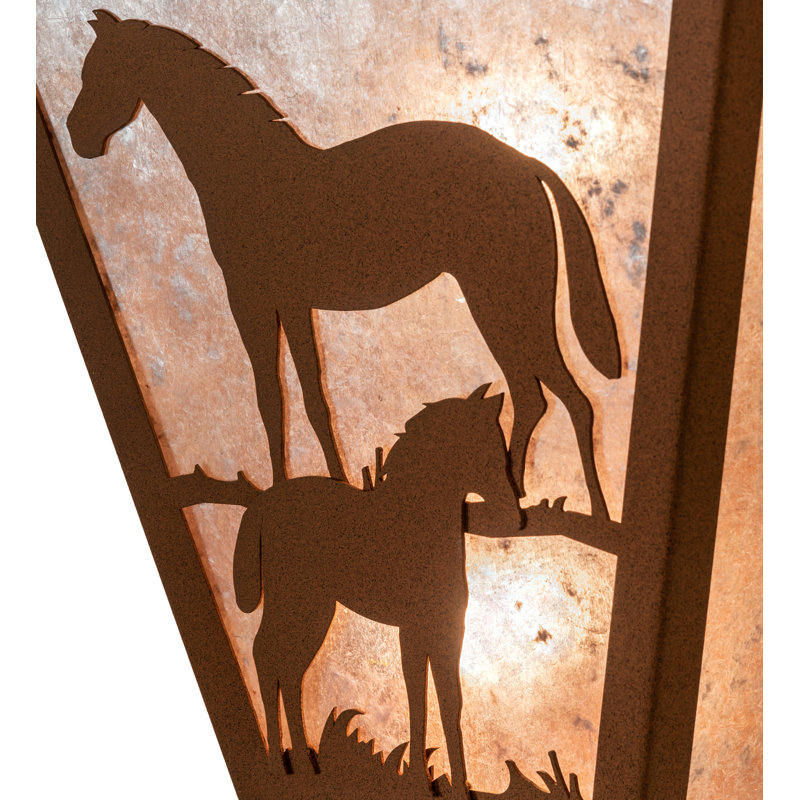 Rustic Lodge 11.5'' Brass Mare & Foal Wall Sconce