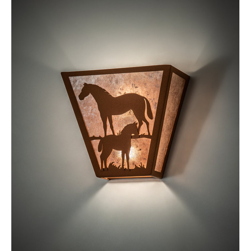 Rustic Lodge 11.5'' Brass Mare & Foal Wall Sconce