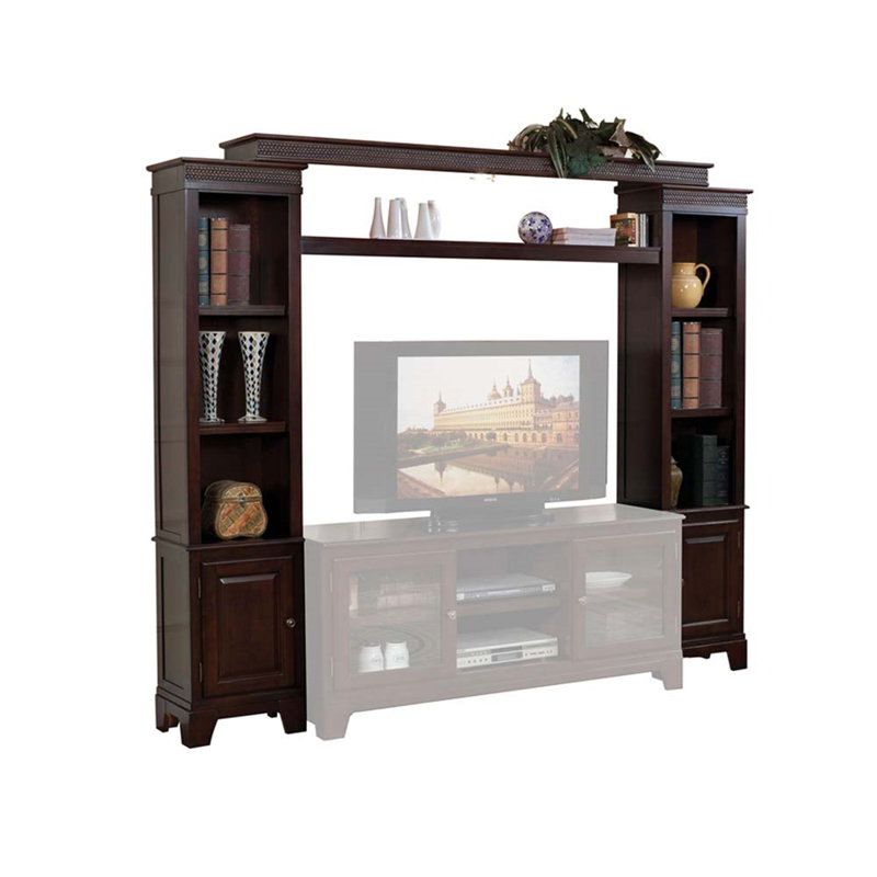Halden Merlot 94'' Open Shelving Entertainment Center with Light Bridge