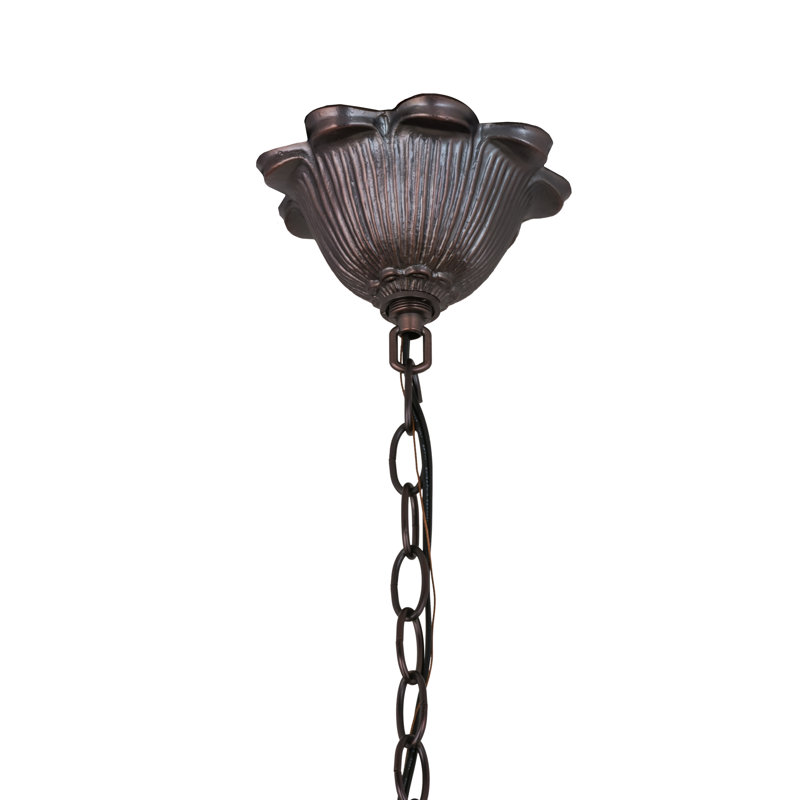 Meyda 24" Bronze Tiffany Jeweled Peacock 3-Light Chandelier