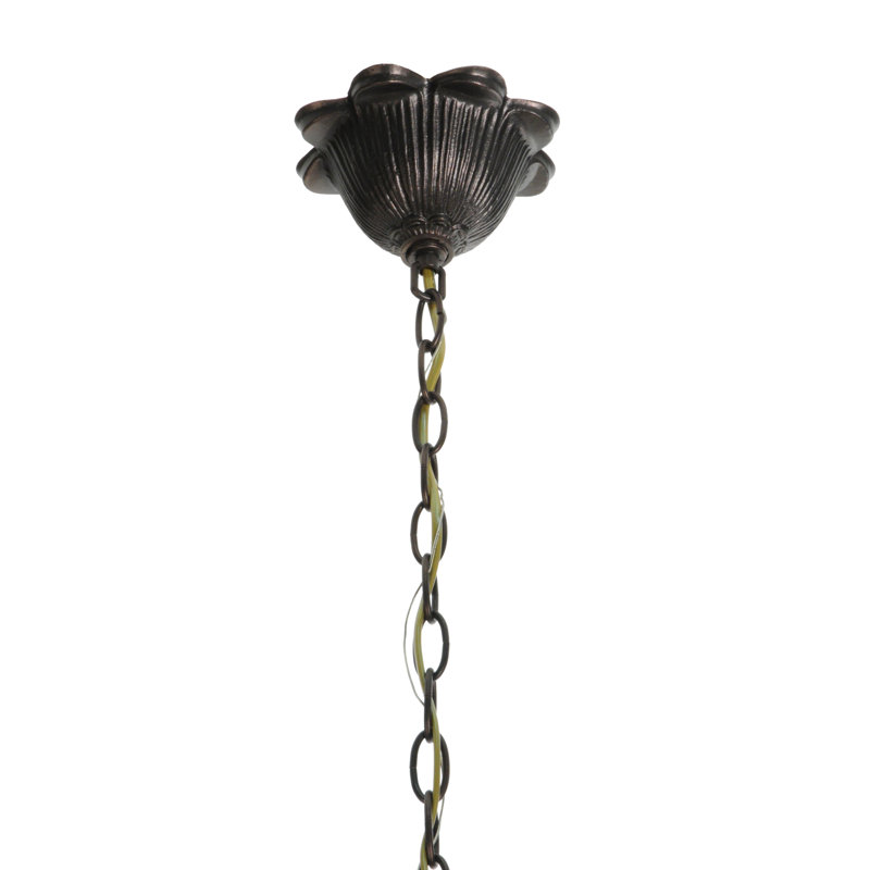 Elegant Bronze Crystal 6-Light Chandelier with Fishscale Pattern