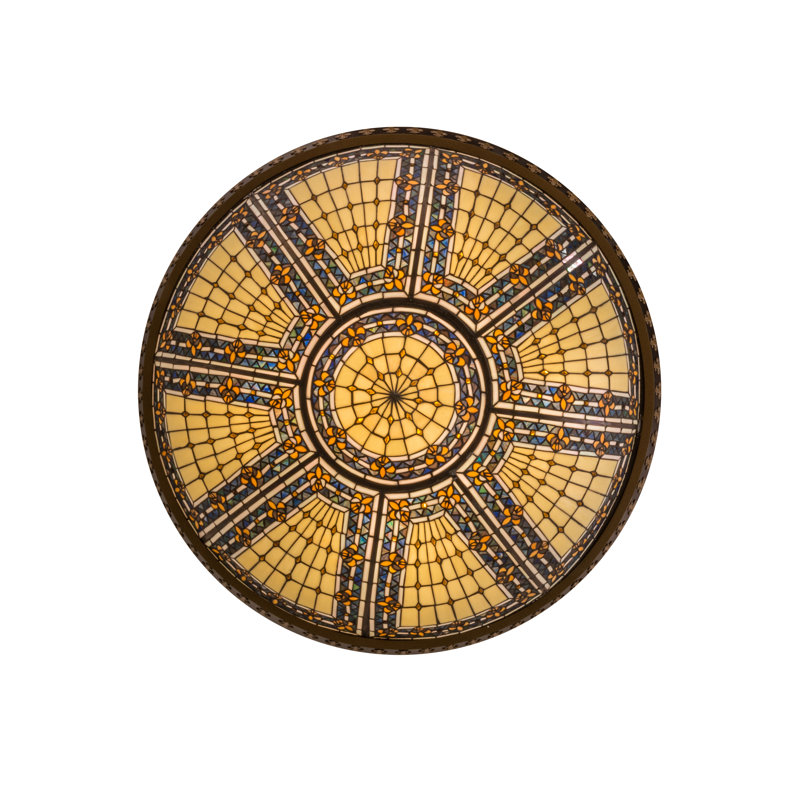 Majestic Fleur-de-Lis 36" Stained Glass Pendant in Mahogany Bronze