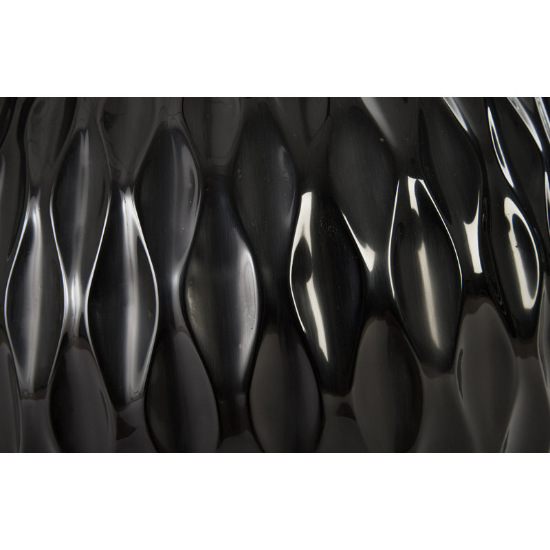 Citlali Ripple Black Gel Coat Indoor/Outdoor Handmade Planter