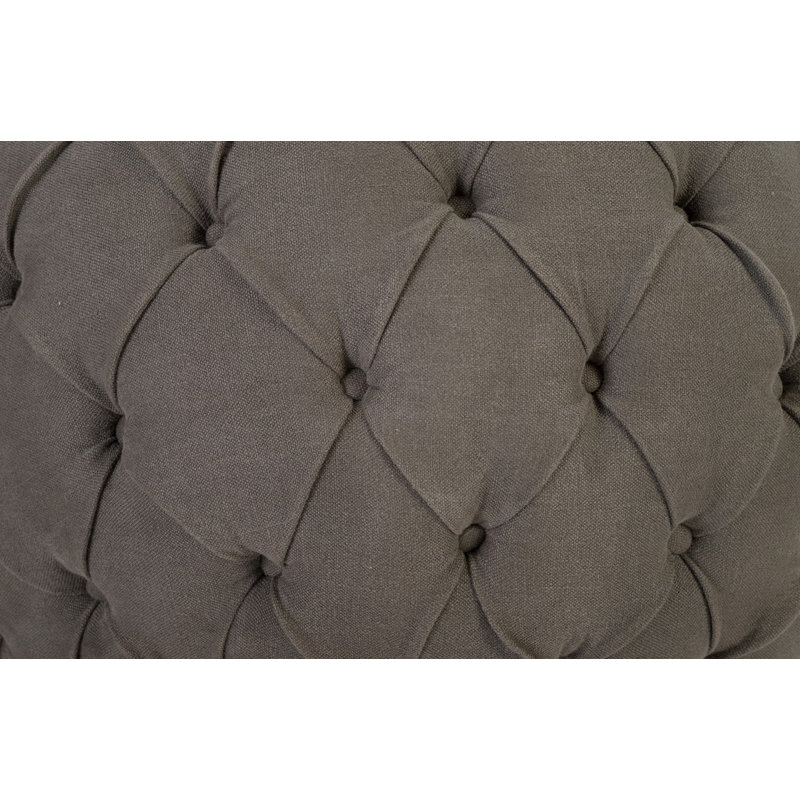 Ramie Grey Faux Leather 35" Wide Tufted Barrel Accent Chair