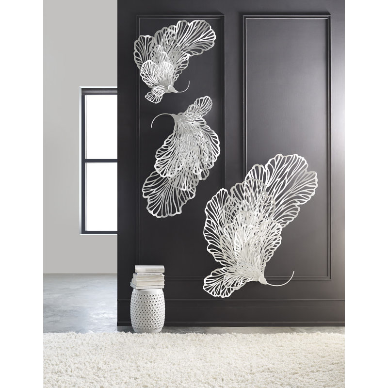 White Metal Butterfly Wall Sculpture, 54" Height