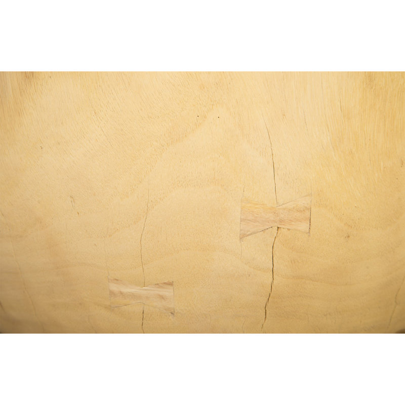 Natural Solid Wood Round Drum End Table