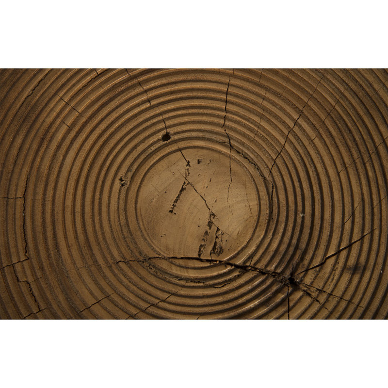Natural Solid Wood Round Drum End Table