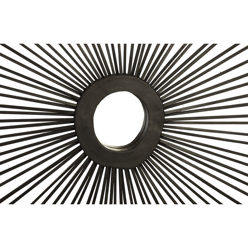 Asymmetrical Black Wood Wall-Mounted Accent Mirror