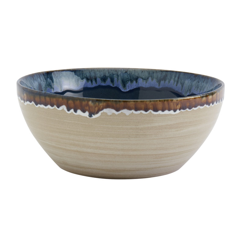 Tuscan Reactive Glaze Ceramic 3-Piece Serving Bowl Set