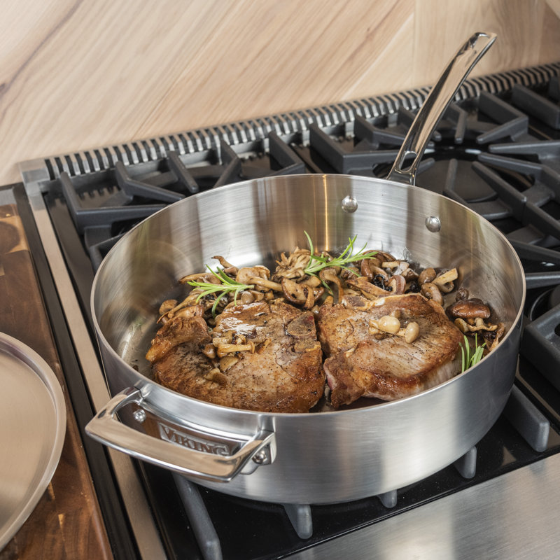 Viking Professional 6.4 Qt Stainless Steel Saute Pan with Lid